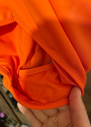 Turuncu Drapeli Midi Kadın Mayo - Görsel 3