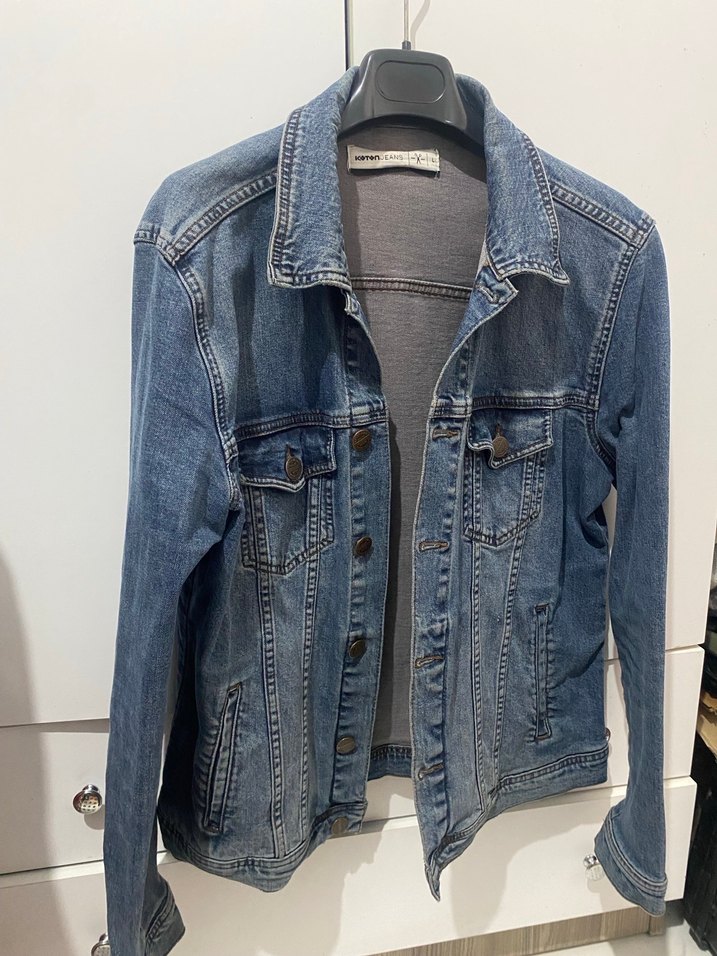 Düğmeli Kadın Mavi Denim Ceket - Görsel 2