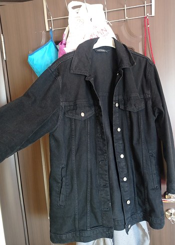 Siyah Düğmeli Kadın Denim Ceket - Görsel 2