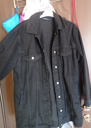 Siyah Düğmeli Kadın Denim Ceket - Görsel 3