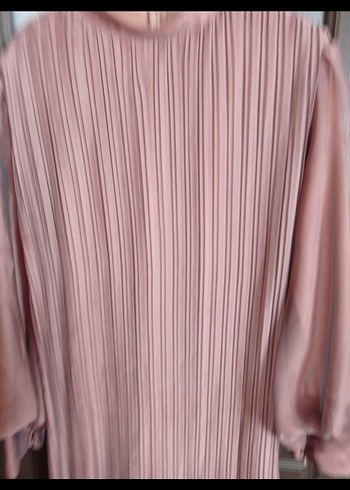 Pembe Piliseli Uzun Kollu Kadın Elbise - Görsel 3