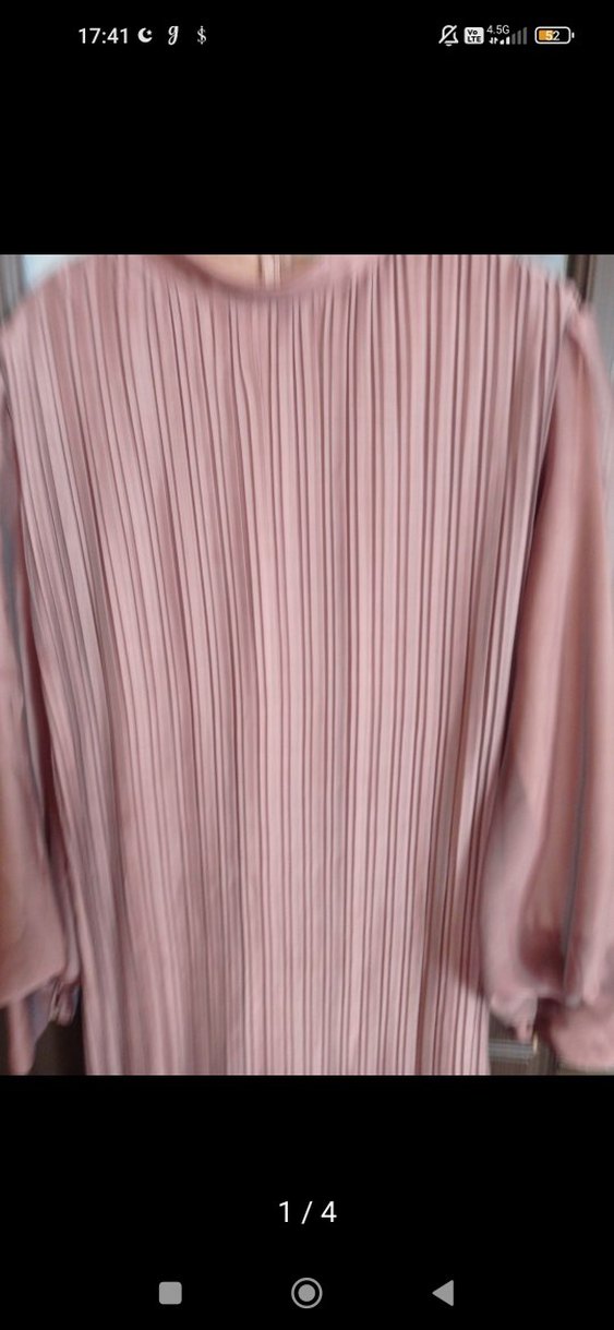 Pembe Piliseli Uzun Kollu Kadın Elbise - Görsel 3