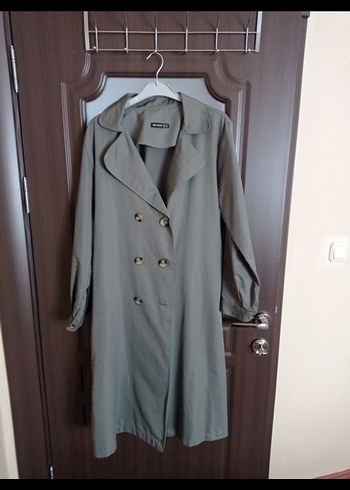 Gri Uzun Kadın Trençkot - Görsel 2