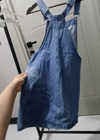 Düğmeli Kot Midi Kadın Salopet - Görsel 4