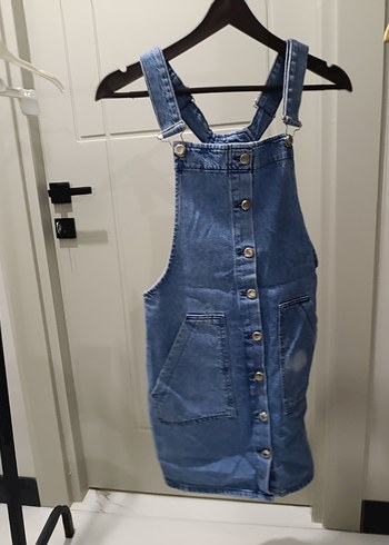 Düğmeli Kot Midi Kadın Salopet - Görsel 2