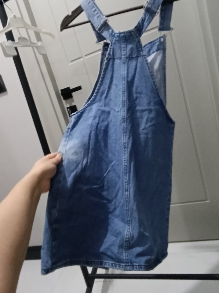 Düğmeli Kot Midi Kadın Salopet - Görsel 4