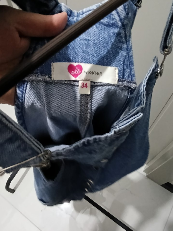 Düğmeli Kot Midi Kadın Salopet - Görsel 3