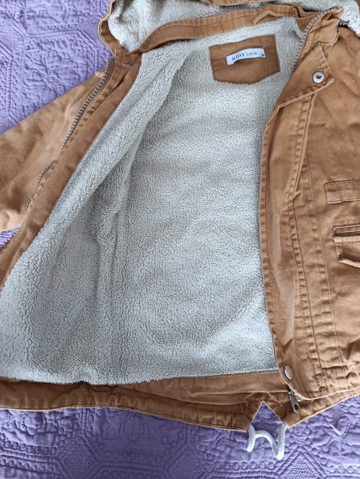 Kürklü Kahverengi Süet Erkek Çocuk Mont - Görsel 4