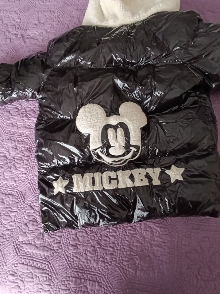Kürklü Siyah Mickey Baskılı şismeerkek çocuk Montu - Görsel 5