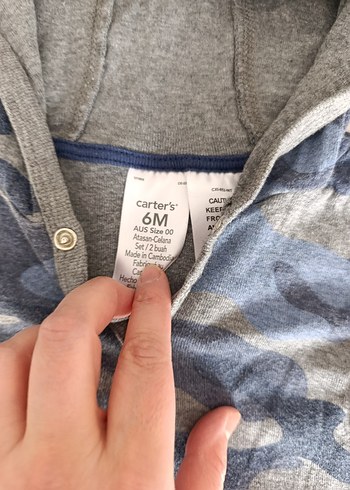 Kapüşonlu Kamuflaj Desenli Uzun Kollu Bebek Body - Görsel 2