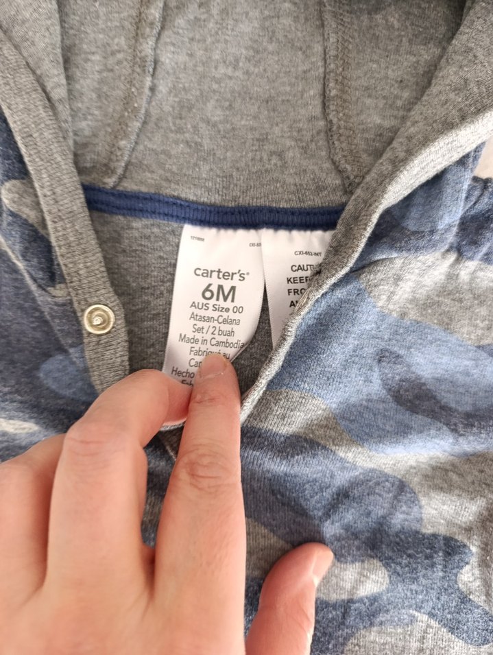 Kapüşonlu Kamuflaj Desenli Uzun Kollu Bebek Body - Görsel 2