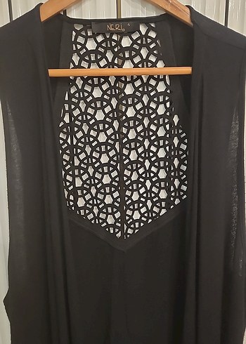 Deri Dantel Detaylı Siyah Kadın Yelek - Görsel 2