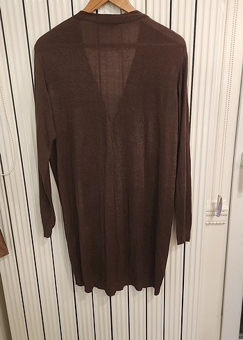 Düğmeli Kahverengi Midi Kadın Hırka - Görsel 6