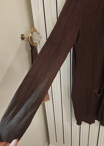 Düğmeli Kahverengi Midi Kadın Hırka - Görsel 3