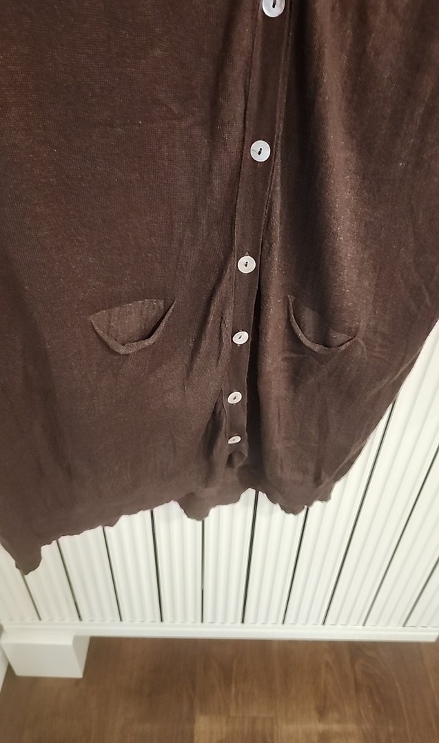 Düğmeli Kahverengi Midi Kadın Hırka - Görsel 4