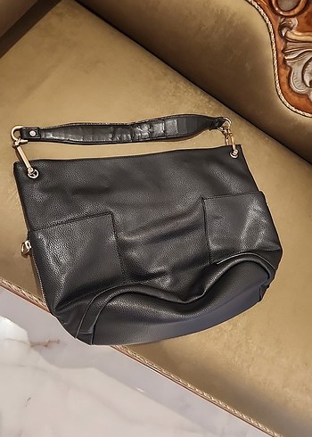 ADL Siyah Suni Deri Tokalı Kadın Çanta - Görsel 3