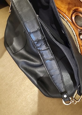 ADL Siyah Suni Deri Tokalı Kadın Çanta - Görsel 5