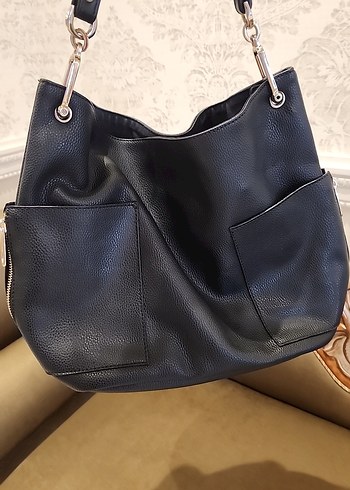 ADL Siyah Suni Deri Tokalı Kadın Çanta - Görsel 9