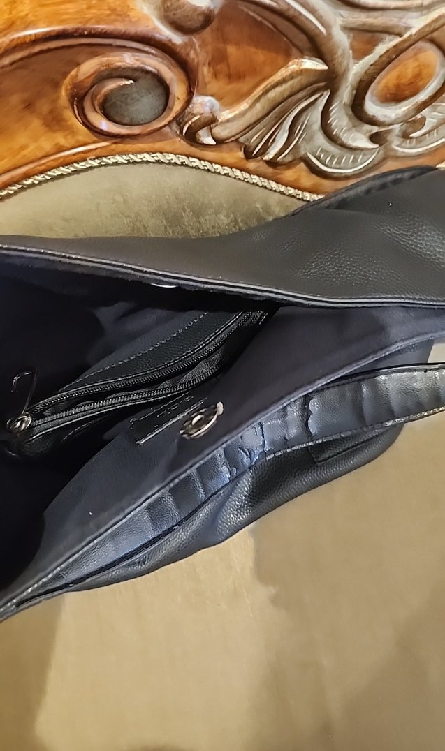 ADL Siyah Suni Deri Tokalı Kadın Çanta - Görsel 4