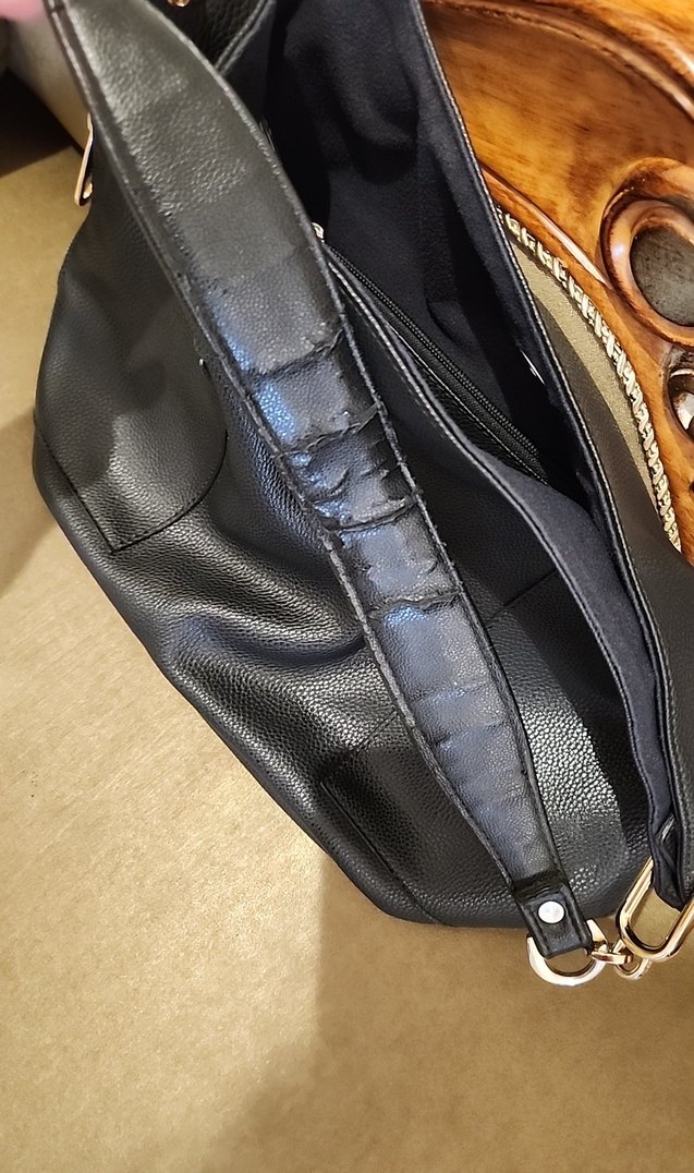 ADL Siyah Suni Deri Tokalı Kadın Çanta - Görsel 5