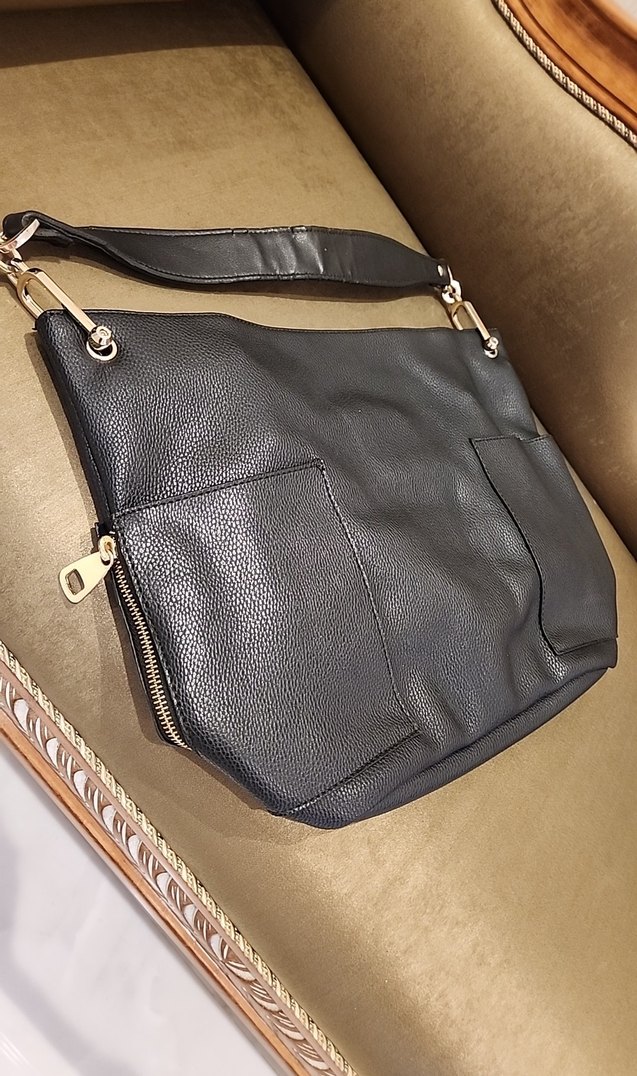 ADL Siyah Suni Deri Tokalı Kadın Çanta - Görsel 2