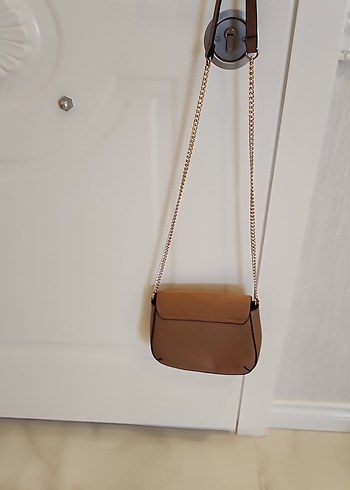 Bej Zincir Detaylı Suni Süet Suni Deri Kadın Çanta - Görsel 11