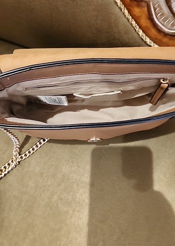 Bej Zincir Detaylı Suni Süet Suni Deri Kadın Çanta - Görsel 4