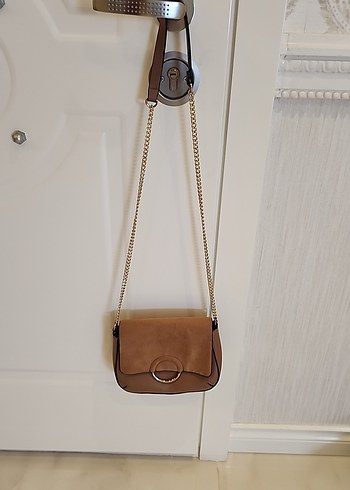 Bej Zincir Detaylı Suni Süet Suni Deri Kadın Çanta - Görsel 8