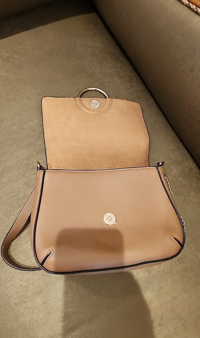 Bej Zincir Detaylı Suni Süet Suni Deri Kadın Çanta - Görsel 5