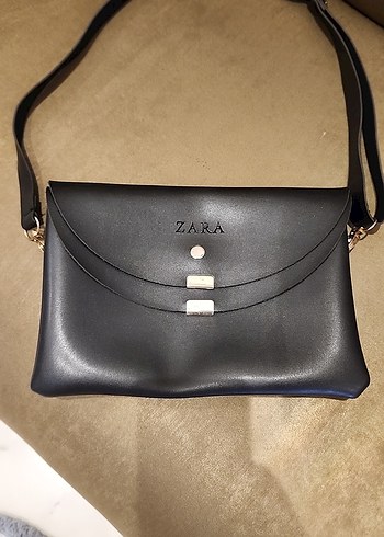 Siyah Suni Deri Kadın Çantası - Zara - Görsel 2