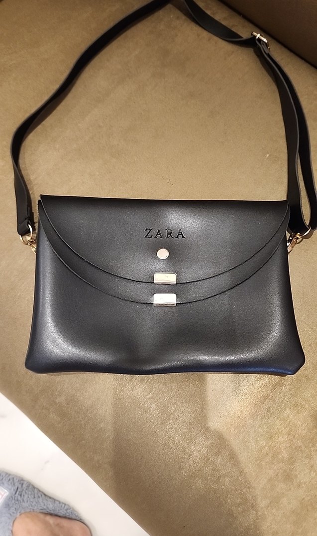 Siyah Suni Deri Kadın Çantası - Zara - Görsel 2