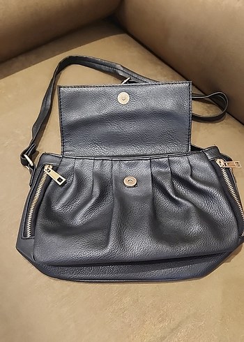 Siyah Minimalist Suni Deri Kadın Çanta - Görsel 3