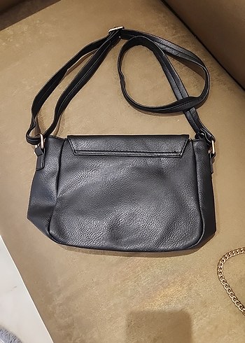 Siyah Minimalist Suni Deri Kadın Çanta - Görsel 2
