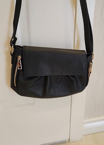 Siyah Minimalist Suni Deri Kadın Çanta - Görsel 5