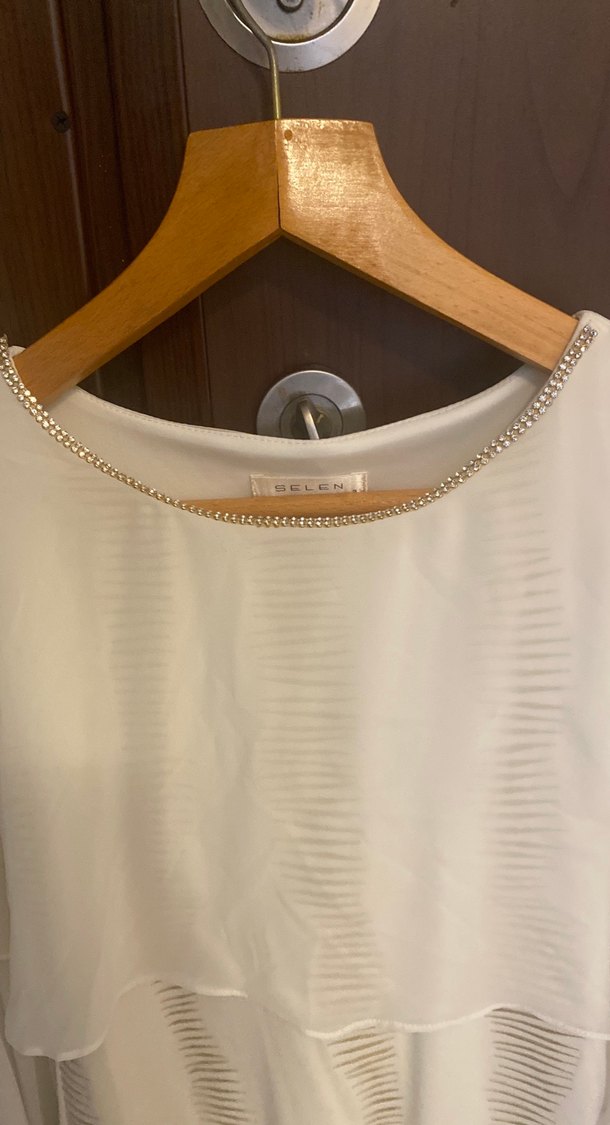 Bohem Tarz Beyaz Hamile Midi Tunik - Görsel 3