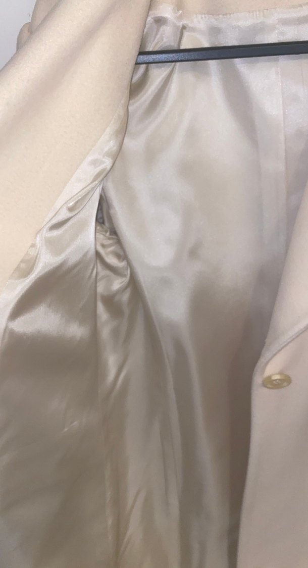 Bej Midi Düğmeli Kadın Klasik Kaban - Görsel 5