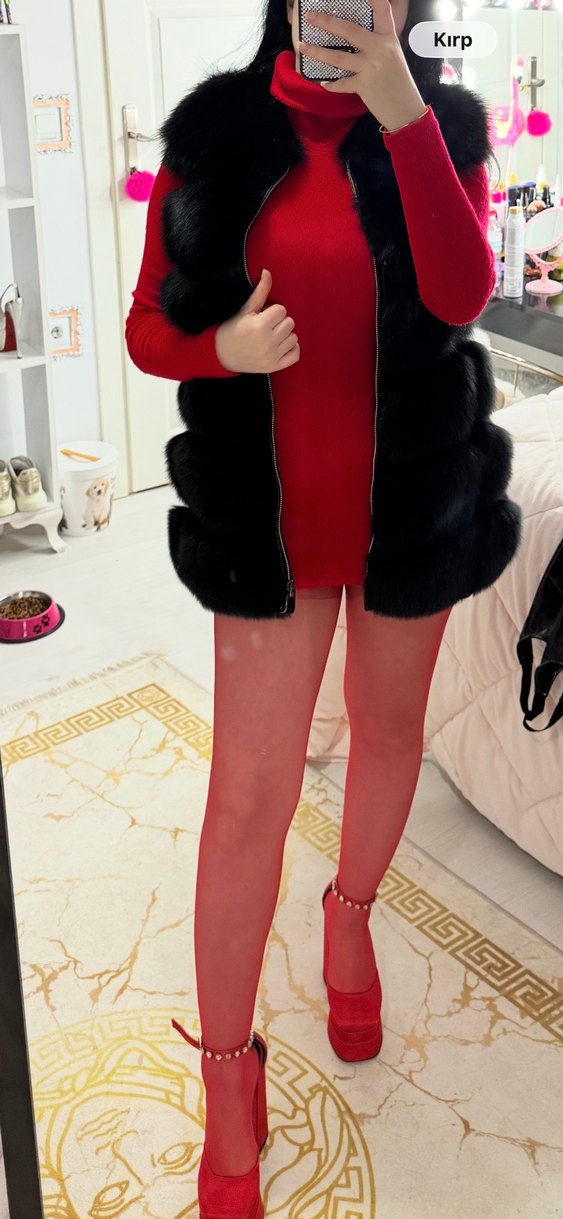 Koyu Kırmızı Drapeli Kadın Eldiveni - Görsel 2