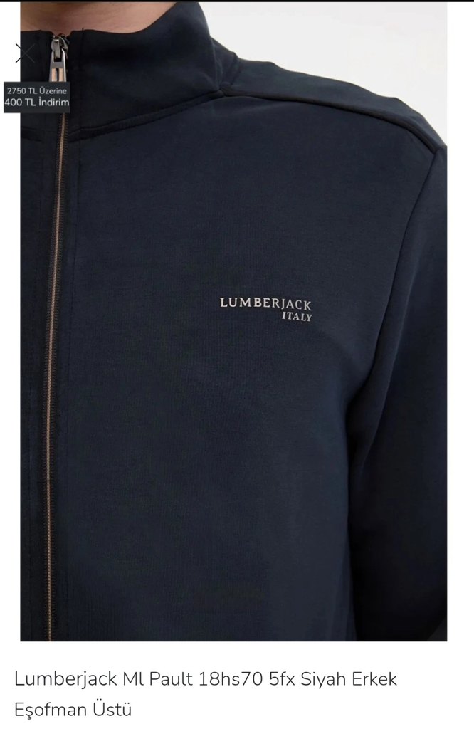 Siyah Lumberjack Erkek Eşofman Üstü - Görsel 3