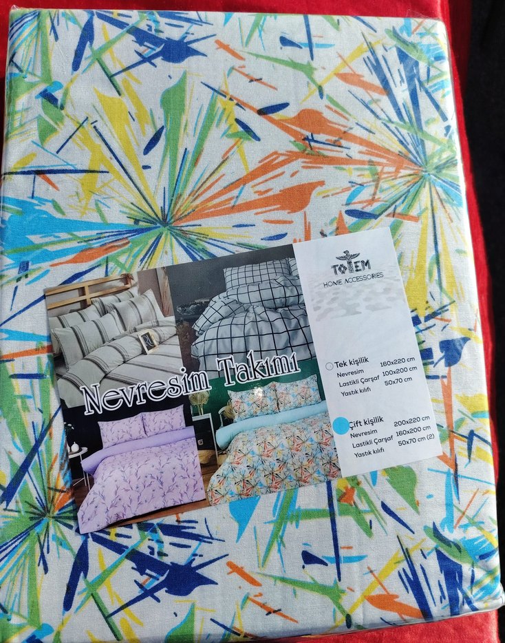 Pamuk Renkli Soyut Desenli Nevresim Takımı - Görsel 2