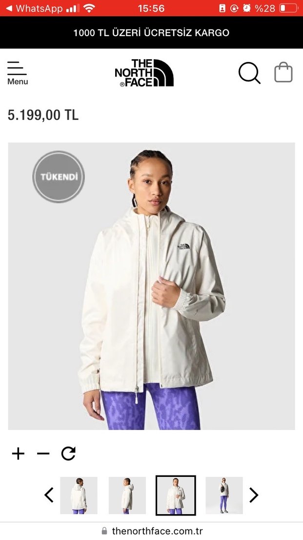 The North Face Krem Kadın Spor Ceket - Görsel 2