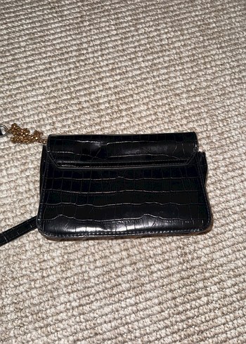 Deri Siyah Yılan Desenli Kadın Çanta - Görsel 3