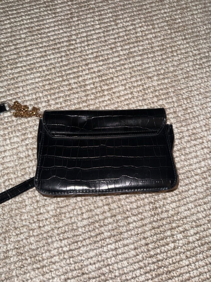 Deri Siyah Yılan Desenli Kadın Çanta - Görsel 3