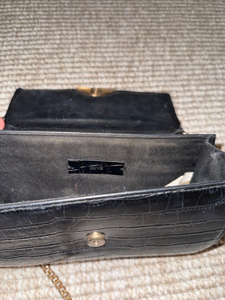 Deri Siyah Yılan Desenli Kadın Çanta - Görsel 2