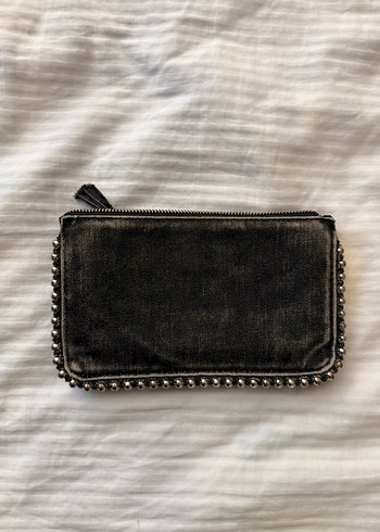 Zara Siyah Denim Nakışlı Kadın Clutch Çanta - Görsel 3