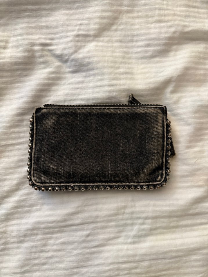 Zara Siyah Denim Nakışlı Kadın Clutch Çanta - Görsel 4