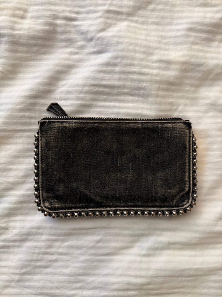 Zara Siyah Denim Nakışlı Kadın Clutch Çanta - Görsel 3