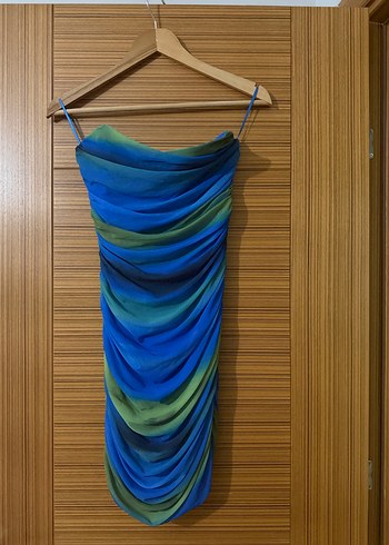 Straplez Drapeli Elbise - Görsel 2