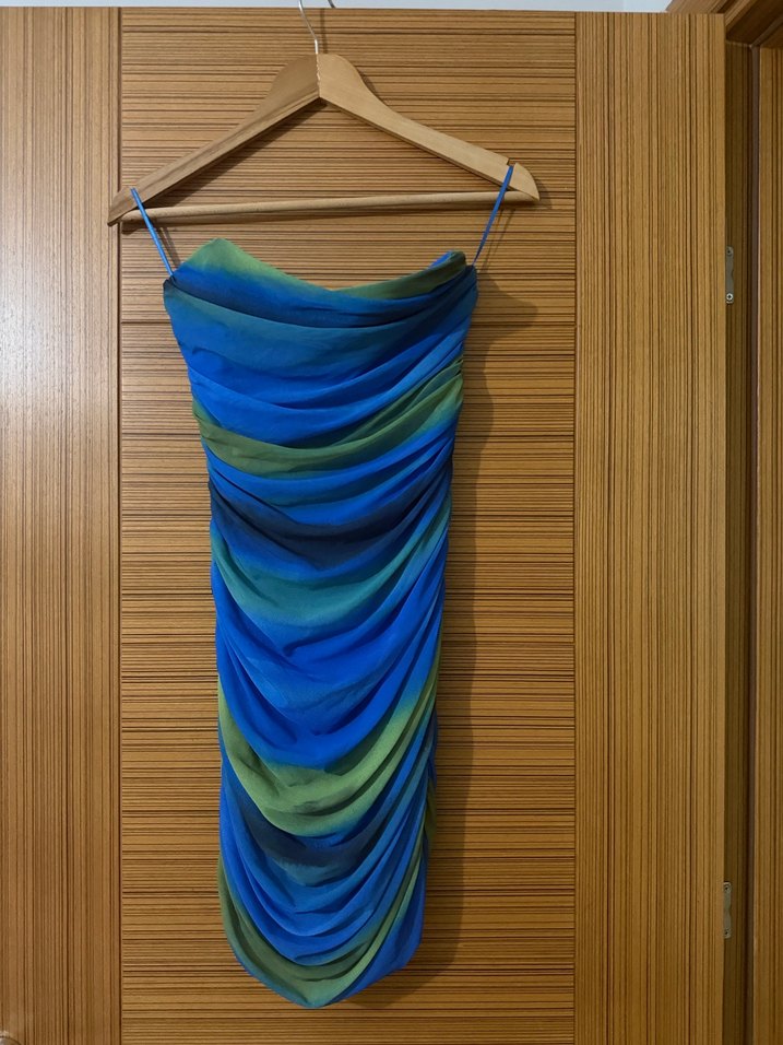 Straplez Drapeli Elbise - Görsel 2