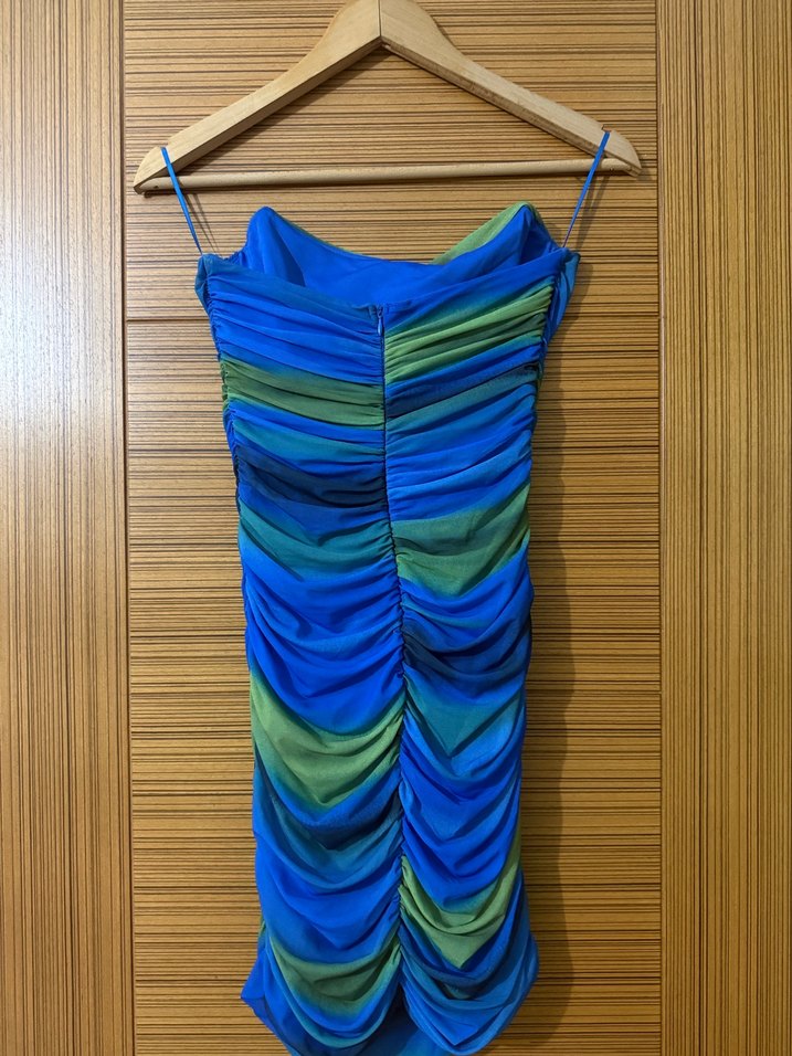 Straplez Drapeli Elbise - Görsel 3