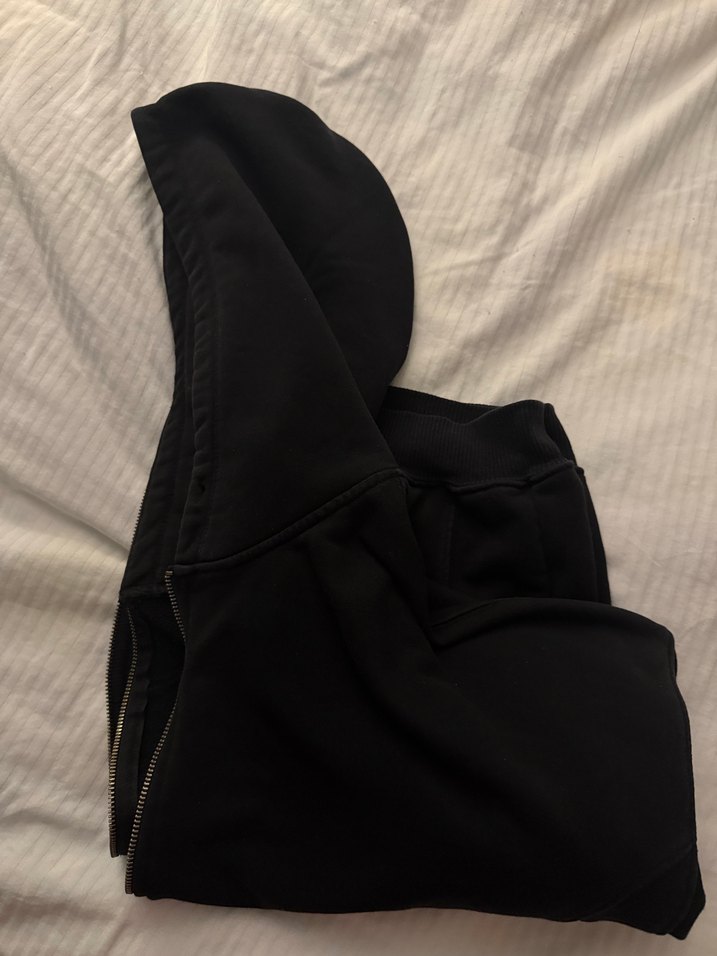 Siyah Fermuarlı Kapüşonlu Sweatshirt - Görsel 3